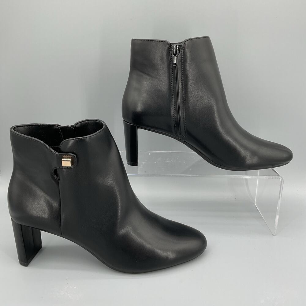 NEW Alfani Women’s PAAM Faux Leather Sleek Booties Black Size 7.5M